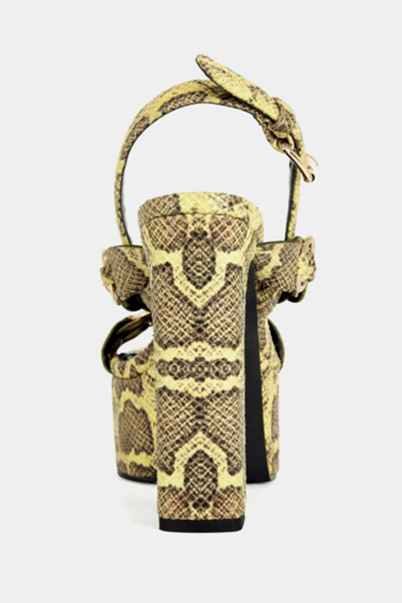 Azalea Wang Tarynn Snake Print Block Platform Heel