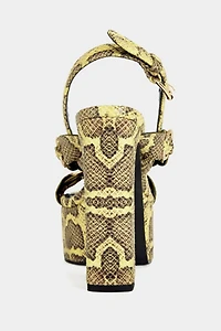 Azalea Wang Tarynn Snake Print Block Platform Heel