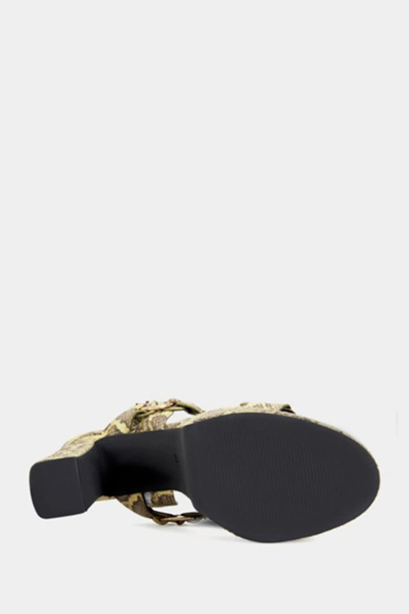 Azalea Wang Tarynn Snake Print Block Platform Heel