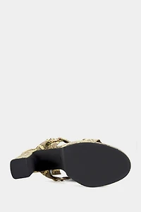 Azalea Wang Tarynn Snake Print Block Platform Heel