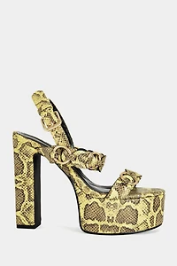 Azalea Wang Tarynn Snake Print Block Platform Heel