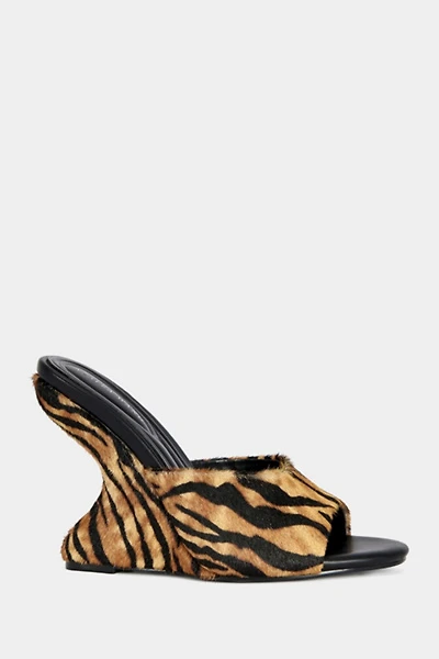 Azalea Wang Vasa Tiger Print Wedge Sandal
