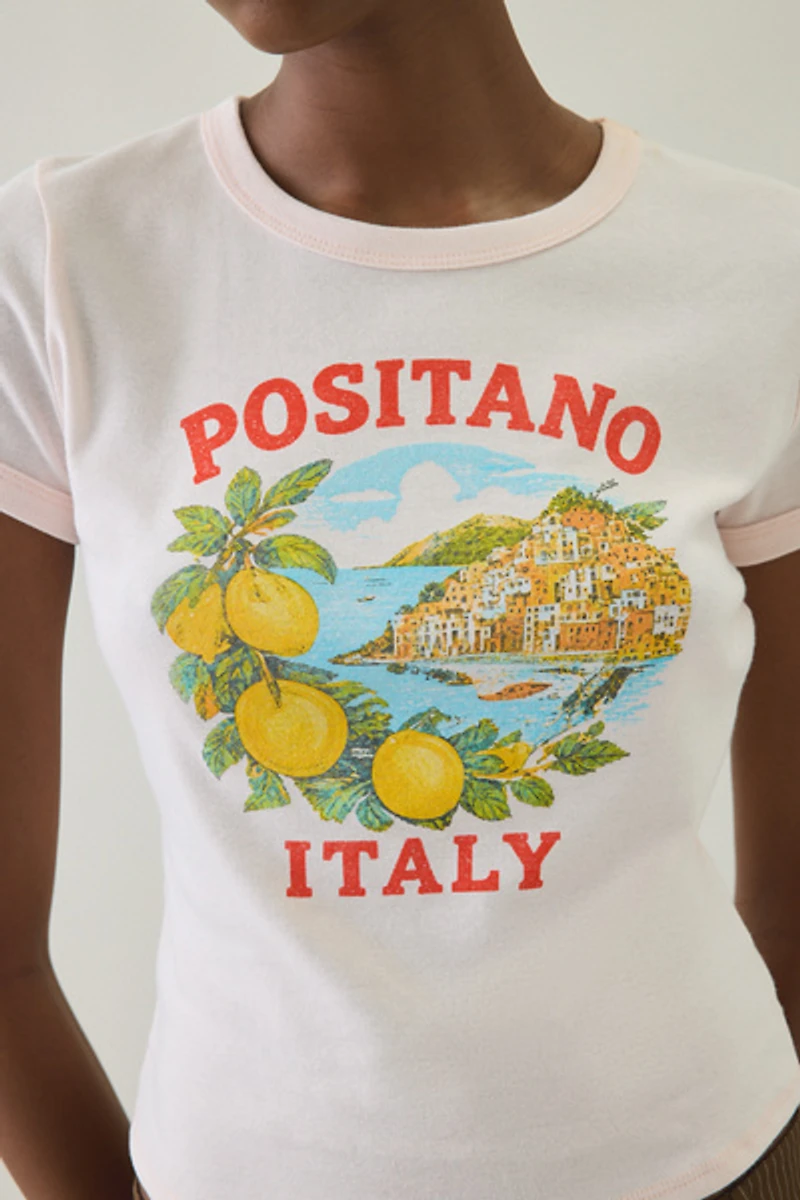 Positano Graphic Cotton Slim Tee