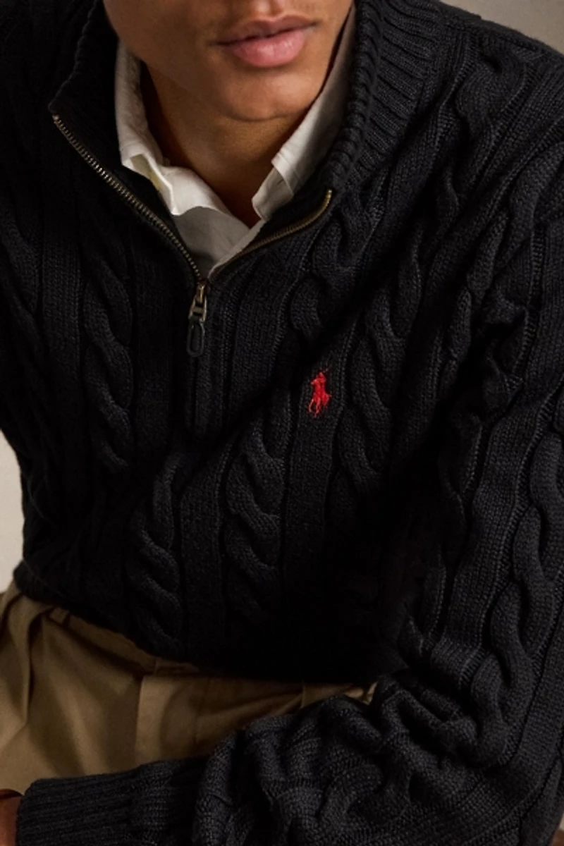 Polo Ralph Lauren Cable Knit Cotton Half-Zip Sweater