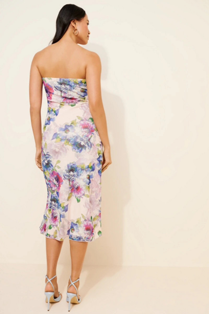 Lulu's Aria Strapless Ruffle Front Dress