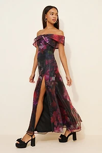Lulu's Rafferty Off-The-Shoulder Maxi Dress