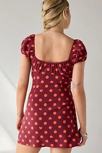 Meet Me Square Neck Puff Sleeve Mini Dress