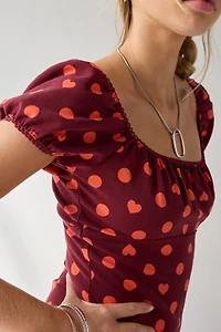 Meet Me Square Neck Puff Sleeve Mini Dress