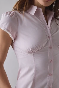 On My Mind Tailored Short Sleeve Shirt Mini Dress