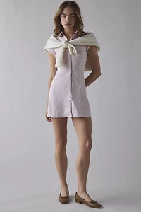 On My Mind Tailored Short Sleeve Shirt Mini Dress
