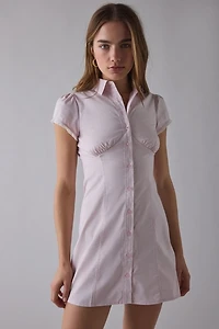 On My Mind Tailored Short Sleeve Shirt Mini Dress