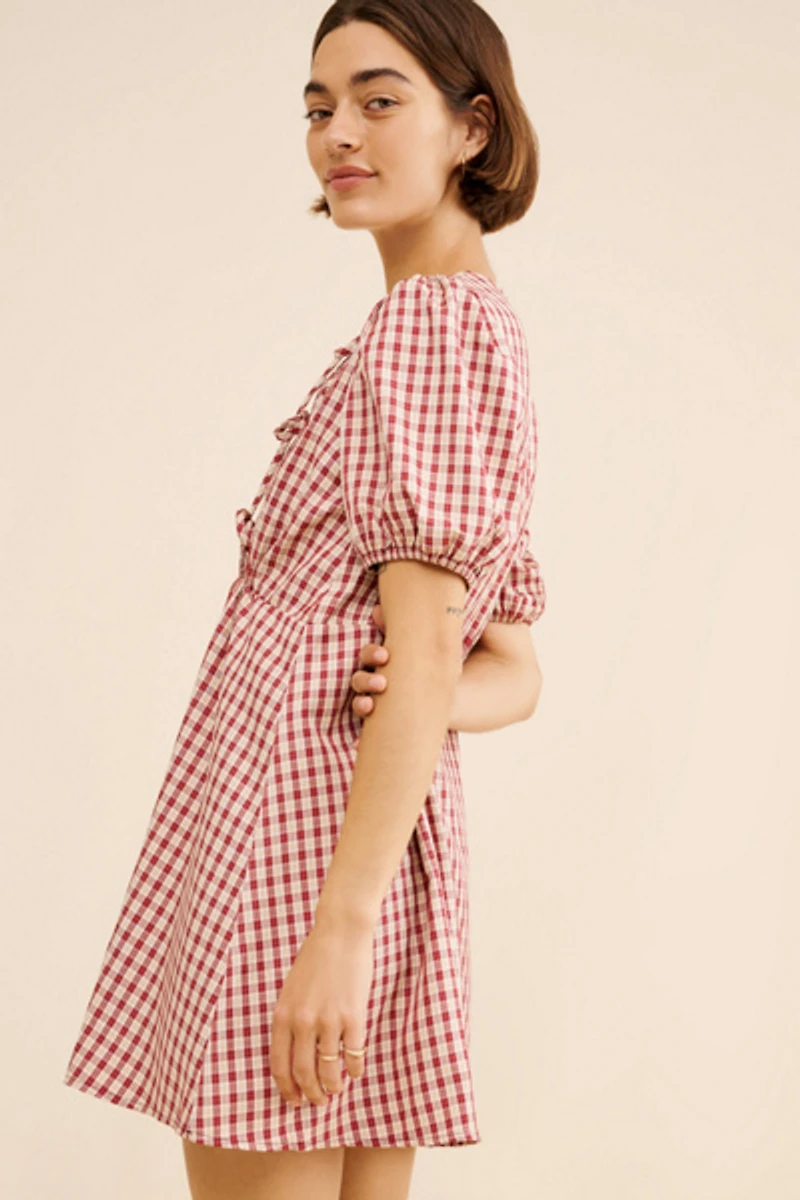 Glamorous Plaid Tie Mini Dress