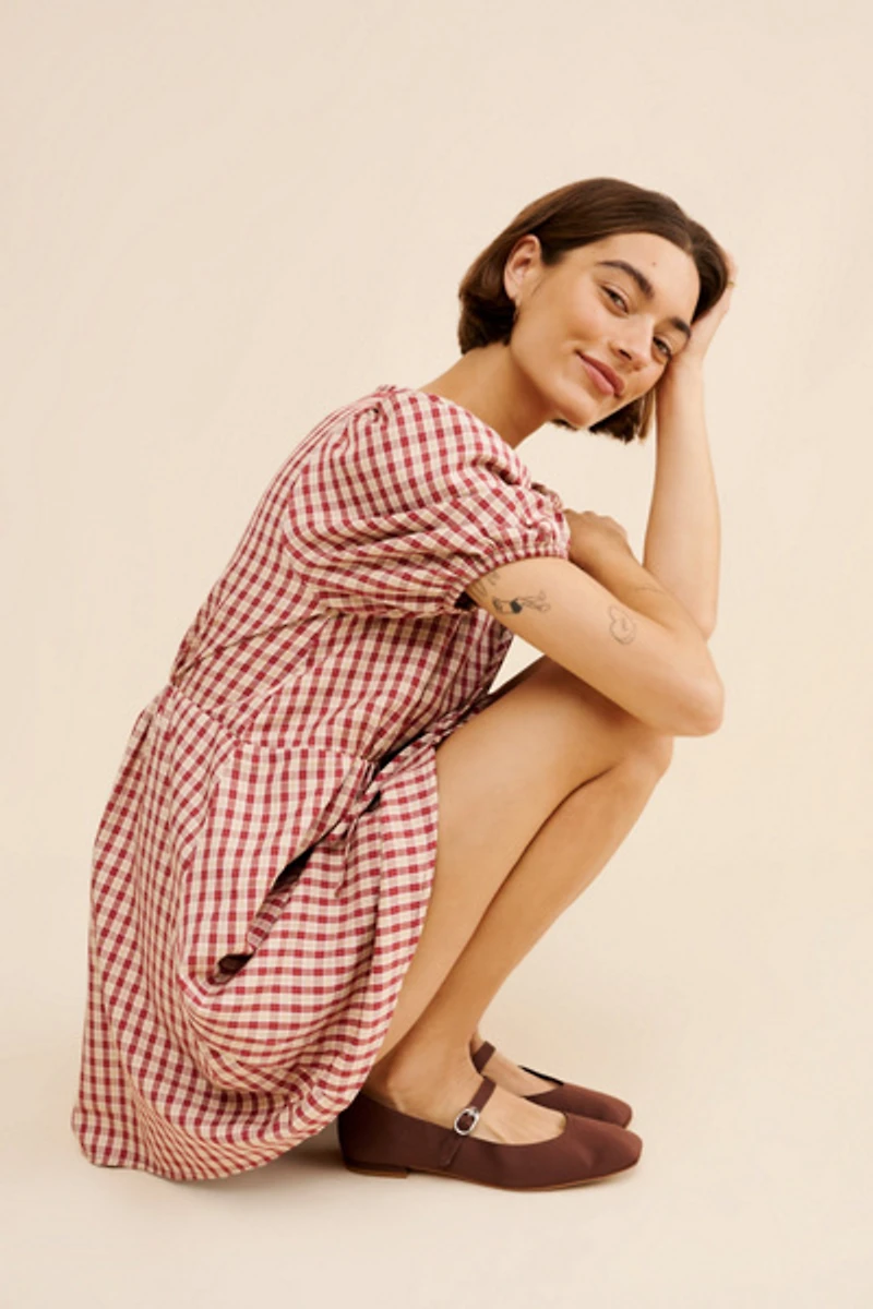 Glamorous Plaid Tie Mini Dress