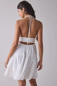 Phoebe Cotton Open-Back Halter Mini Dress