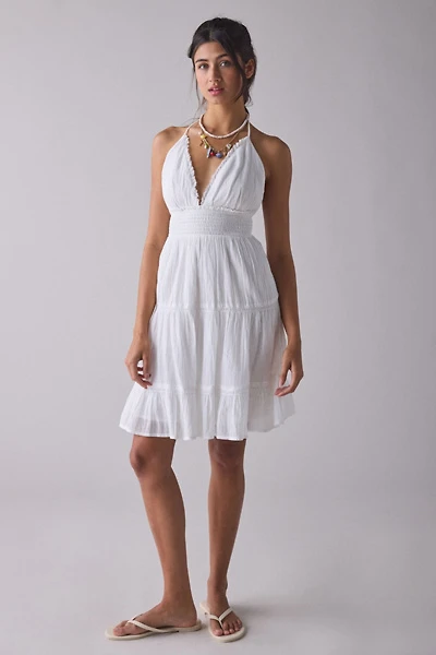 Phoebe Cotton Open-Back Halter Mini Dress