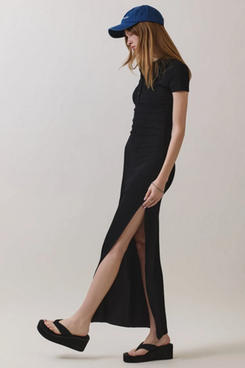 Personal Code Jenn Short Sleeve Collar Maxi Dress