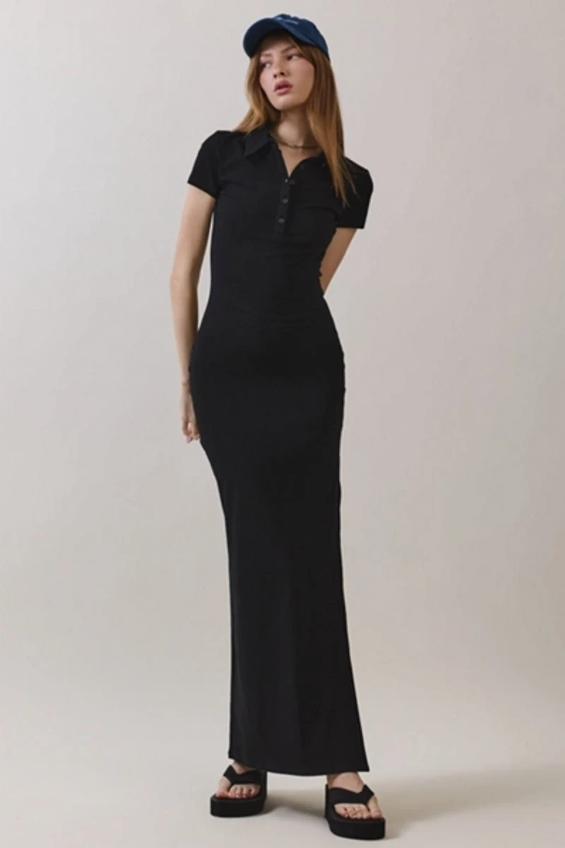 Personal Code Jenn Short Sleeve Collar Maxi Dress