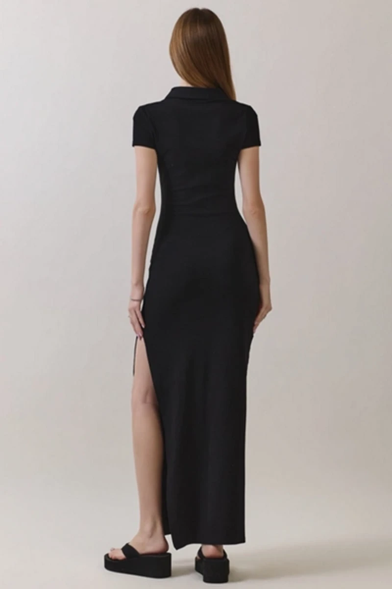 Personal Code Jenn Short Sleeve Collar Maxi Dress