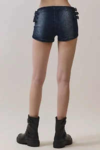 Personal Code Britt Washed Denim Buckle Shorts