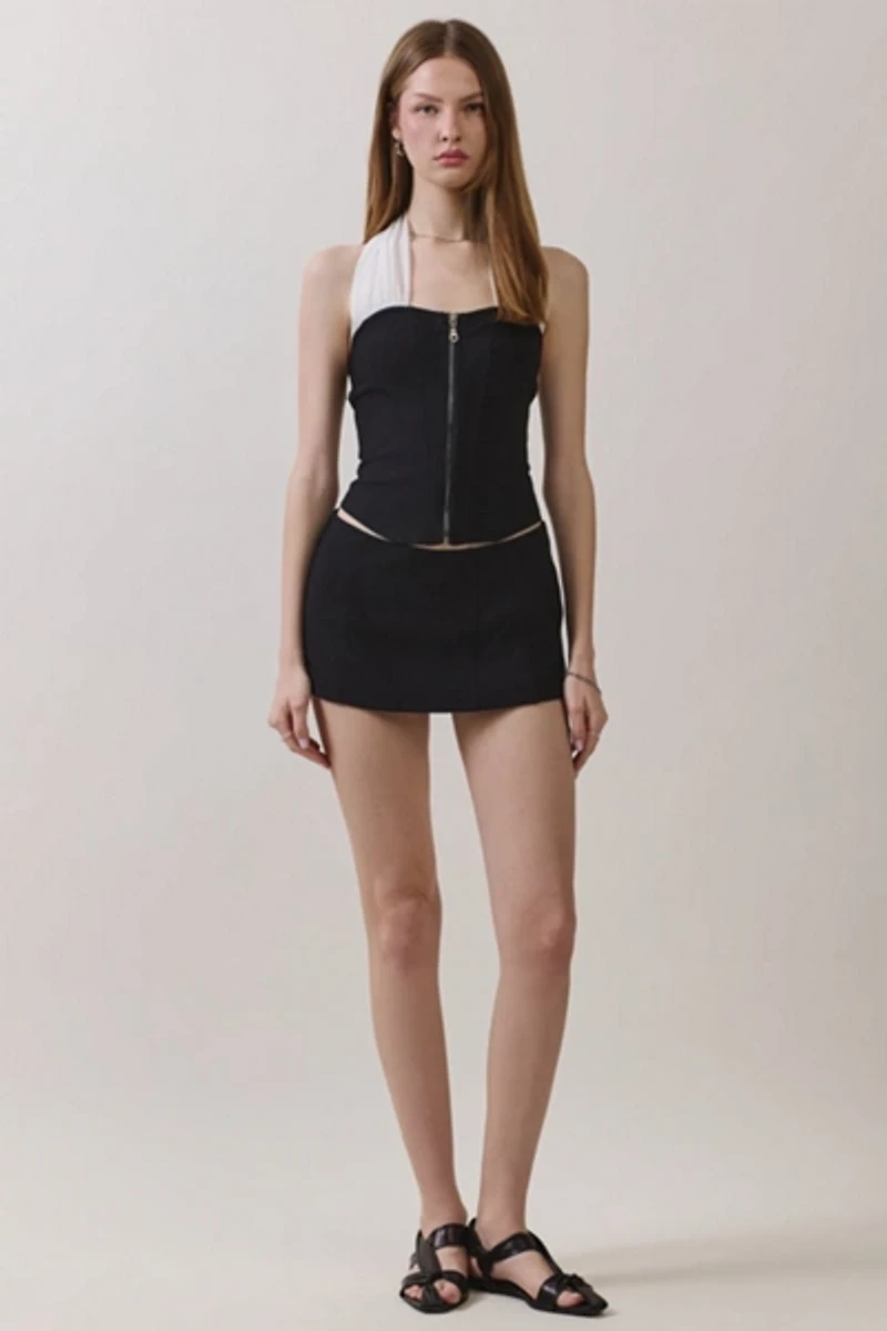 Personal Code Darcy Zip Up Corset Halter Top