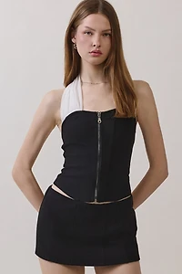 Personal Code Darcy Zip Up Corset Halter Top