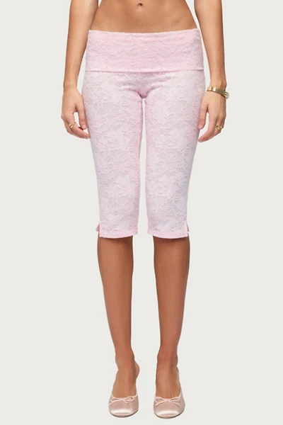 Edikted Talisa Foldover Lace Capri Leggings