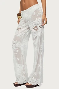 Edikted Milaya Sheer Crochet Straight Leg Pants