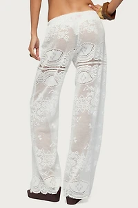 Edikted Milaya Sheer Crochet Straight Leg Pants
