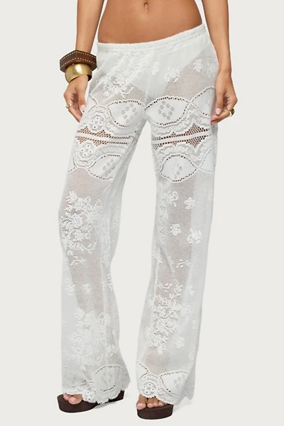 Edikted Milaya Sheer Crochet Straight Leg Pants