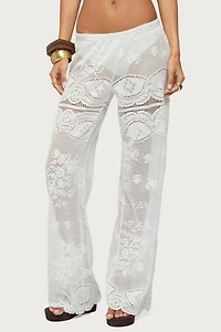 Edikted Milaya Sheer Crochet Straight Leg Pants