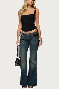 Edikted Tatem Lacey Low Rise Flared Jeans