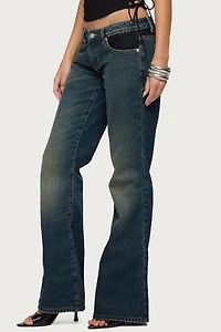 Edikted Tatem Lacey Low Rise Flared Jeans