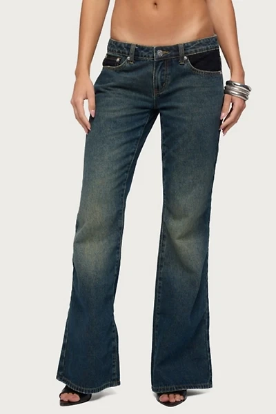 Edikted Tatem Lacey Low Rise Flared Jeans