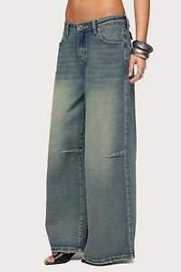 Edikted Adjustable Button Low Rise Baggy Jeans