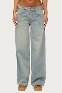 Edikted Quintie Mid Rise Straight Leg Jeans