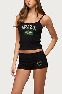 Edikted Brazil Rhinestone Low Rise Shorts