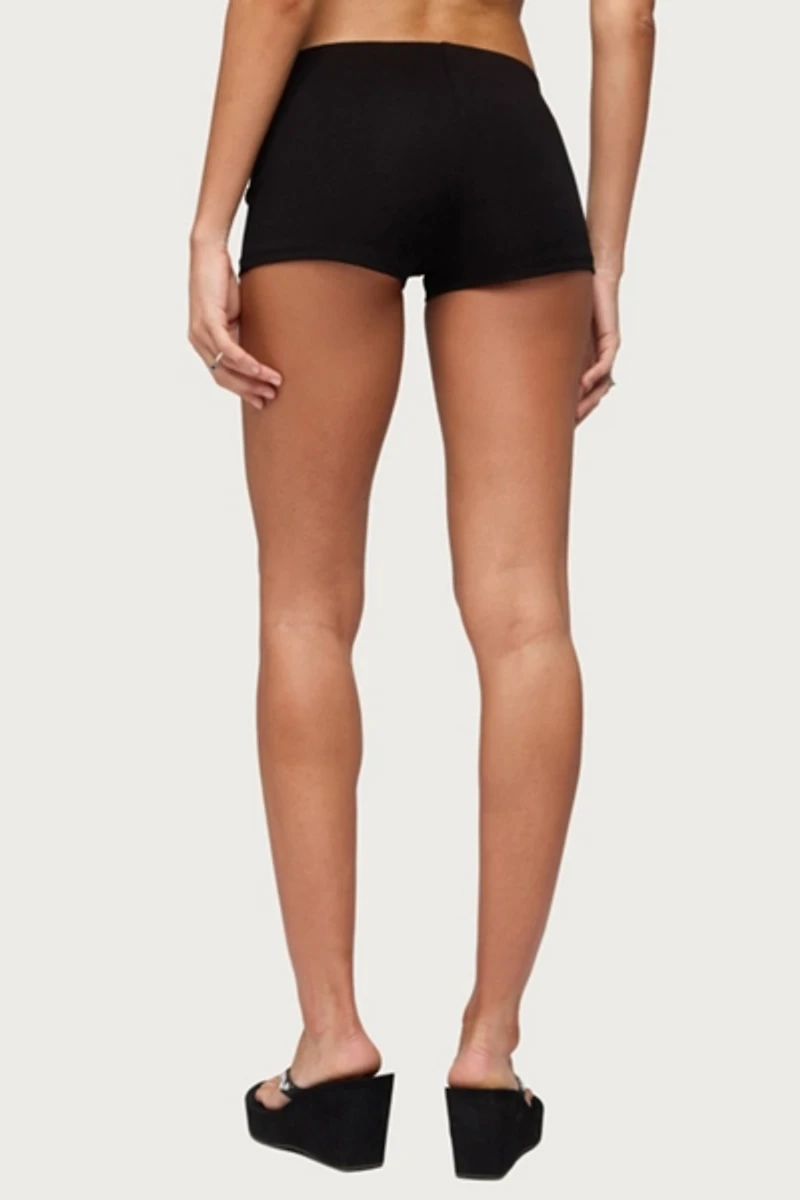 Edikted Brazil Rhinestone Low Rise Shorts