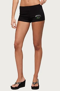 Edikted Brazil Rhinestone Low Rise Shorts