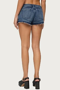 Edikted True Low Rise Denim Micro Shorts
