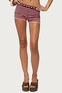 Edikted Shelba Button Striped Knit Micro Shorts