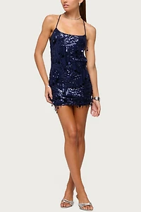 Edikted Nala Backless Sequin Mesh Mini Dress
