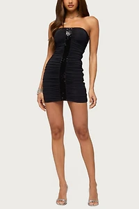 Edikted Ivee Ruched Sequin Panel Mini Dress