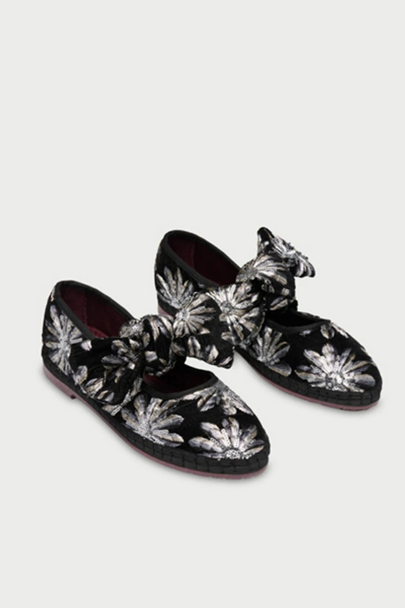 Flabelus Lyra Petal Embroidered Mary Janes