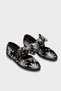 Flabelus Lyra Petal Embroidered Mary Janes
