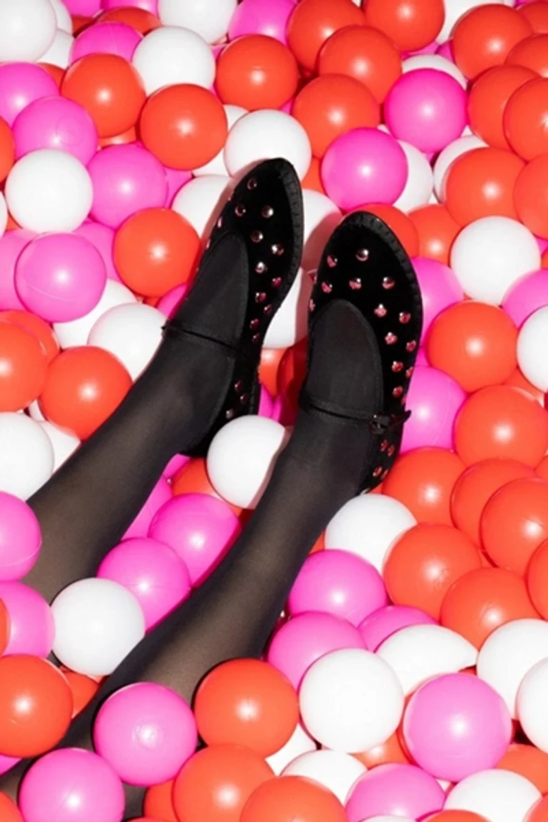 Flabelus Mae Silver Studded Mary Janes