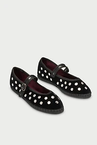 Flabelus Mae Silver Studded Mary Janes