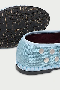 Flabelus Denim Silver Studded Mary Janes
