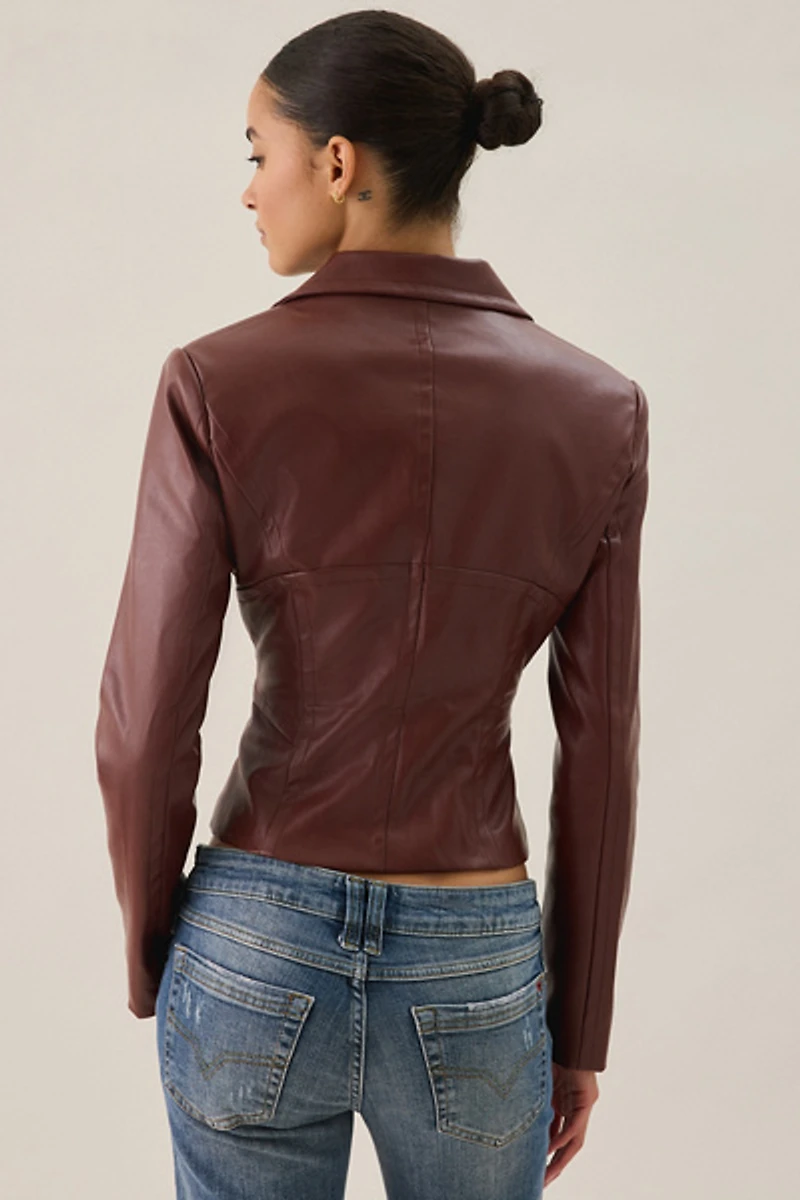 Lioness Merci Fitted Faux Leather Jacket
