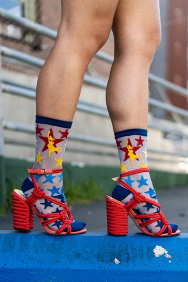 Sock Candy Supergirl Star Shimmer Sheer Sock