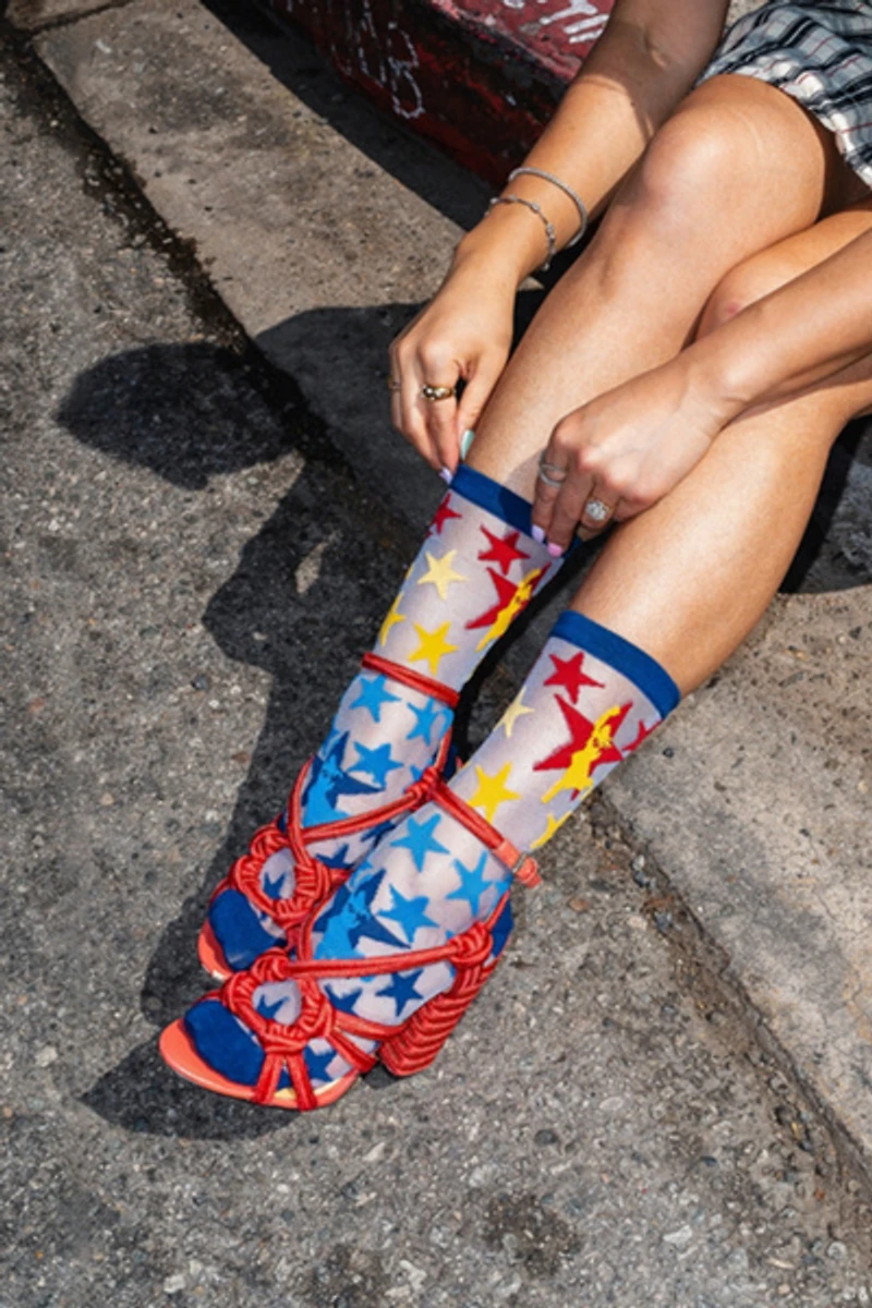 Sock Candy Supergirl Star Shimmer Sheer Sock